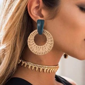 Handmade Boho Woven Rattan Earrings